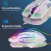 Mouse Nou pentru Gaming, HXSJ T300, 2400dpi, 7 Butoane, RGB, Alb, Wireless Mouse Nou pentru Gaming, HXSJ T300, 2400dpi, 7 Butoane, RGB, Alb, Wireless